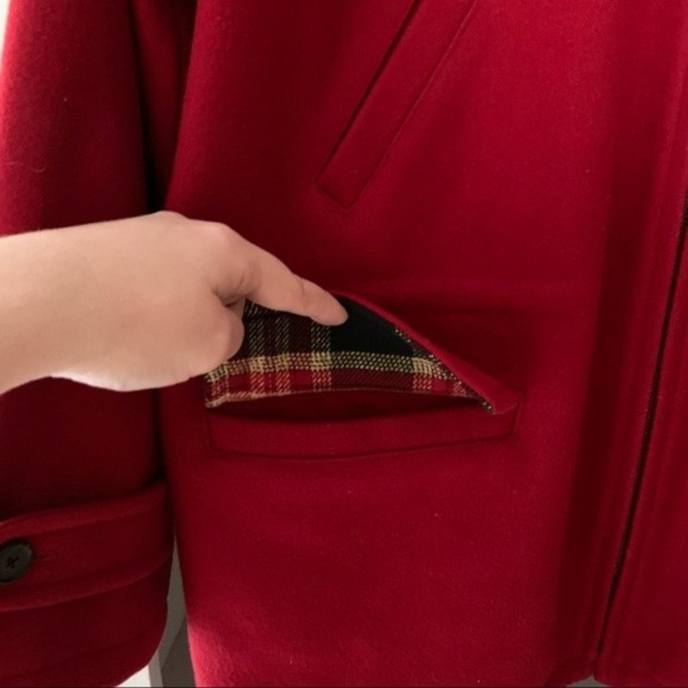 Lauren Ralph Lauren Red 100% Wool Full Zip Up Collard Jacket - Picture 7 of 10